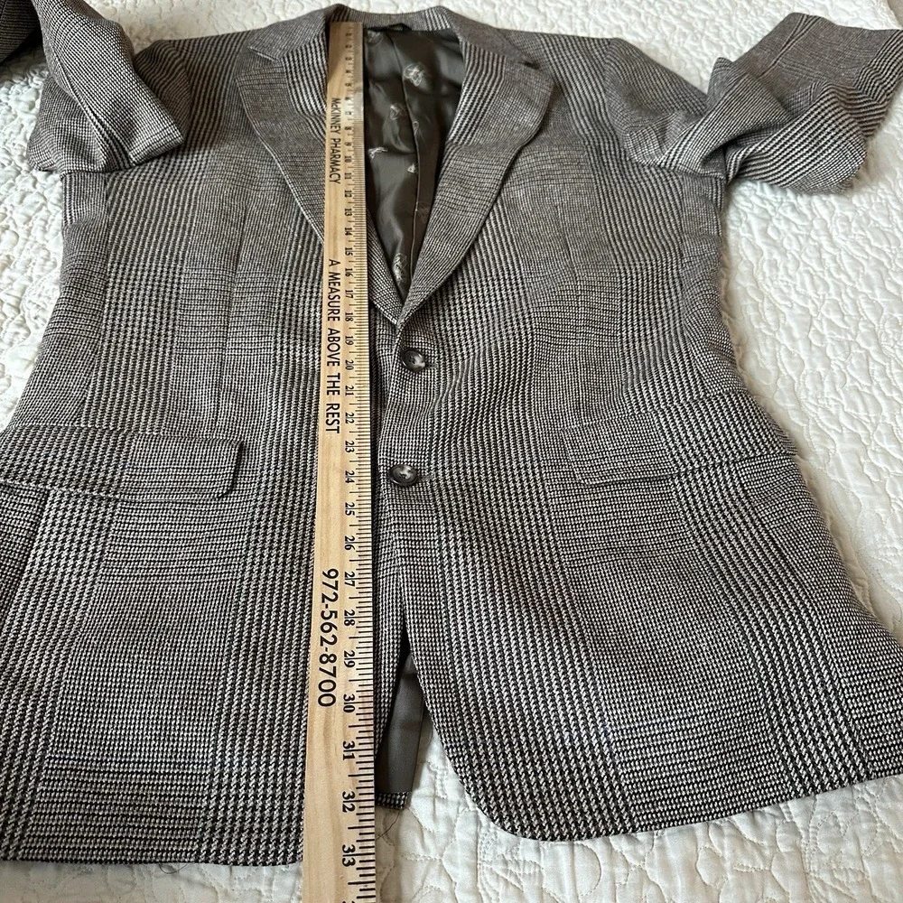 VTG Marvin Brown Dallas Canterbury Wool Silk Blazer Jacket 41L Brown Houndstooth